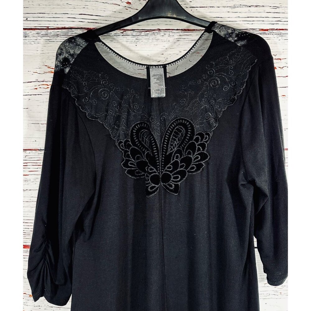 Harley-Davidson Womens Black Genuine Motorcycles Rhinestone & Lace Top Size L Se - Picture 6 of 14